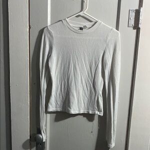 Divided White Fitted Long Sleeve Top